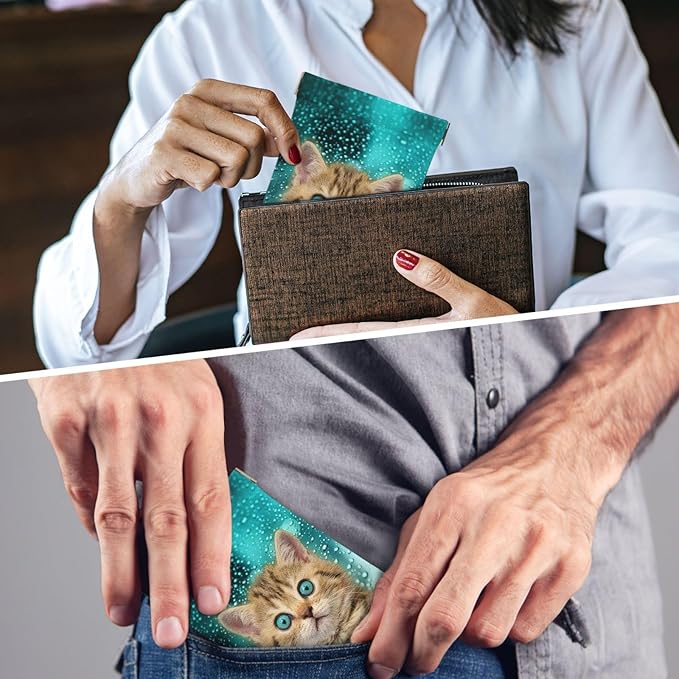 Coin Purse Blue eye cat Leather Squeeze Coin Purse Mini Pouch Change Wallet Bag Gifts for Women Kids Girls Key Holder