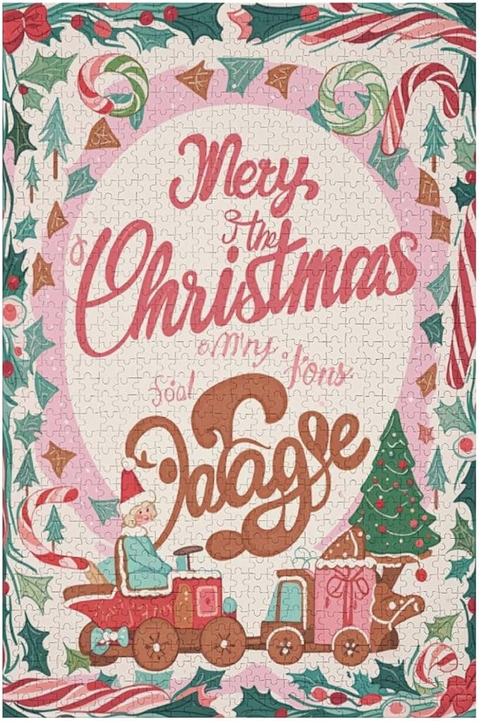 Wooden Puzzle - Christmas Gingerbread Express Train Jigsaw Puzzles，Wooden Puzzles for Adults 1000 Pieces Unique Gifts for Wall Art，Challenge Puzzles，Educational Games，Family Puzzles