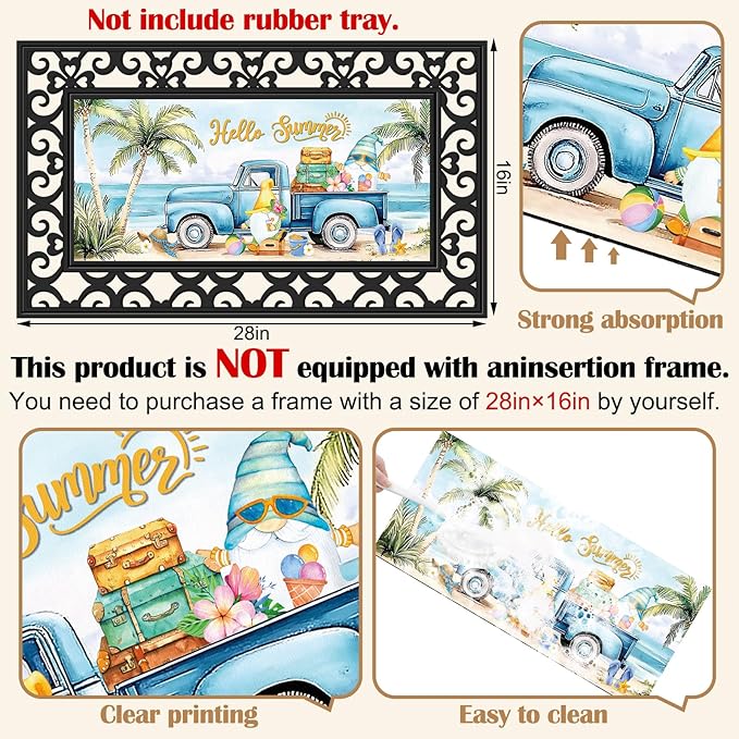 Nuanchu 12 Pcs Seasonal Door Mat Interchangeable Doormat Inserts Entrance Welcome Mats 22 x 10 Inches Non Slip Mats Gifts for Front Door Christmas Thanksgiving Decoration (No Frame)(Truck)