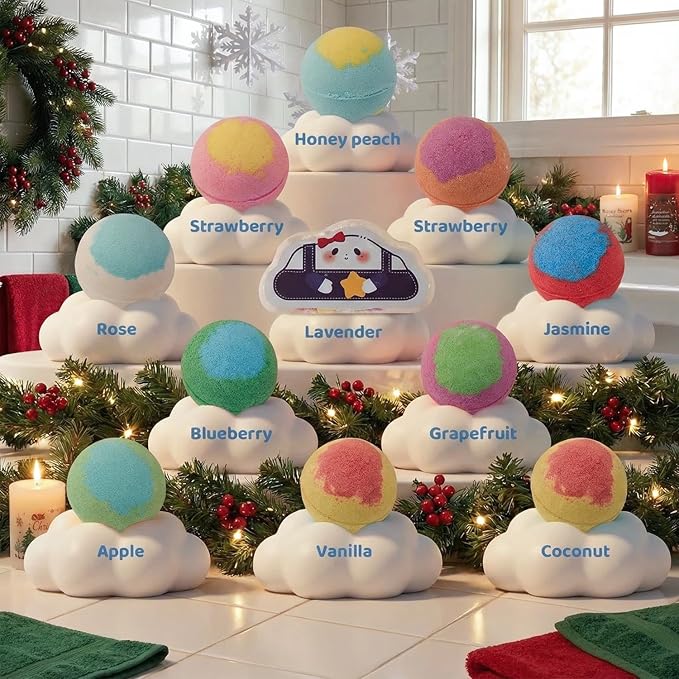 Bath Bombs for Kids with Toys Inside for Girls Boys - 11 Pack Bath Bombs Gift Set with Surprise with Surprise Toys | Kids Safe Bubble Bath Fizzy Balls Halloween Christmas Birthday Gift Kit