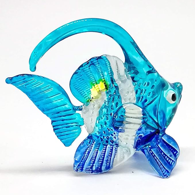 ZOOCRAFT Blown Glass Fish Figurine Animal Tropical Handicraft Miniatures Aquarium Decor