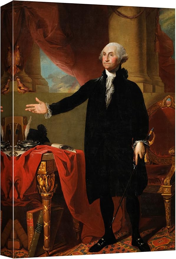 wall26 Canvas Print Wall Art Portrait of George Washington in Office People Pop Culture Historical Realism Famous Closeup Colorful Multicolor Classical for Living Room, Bedroom, Office - 16"x24"