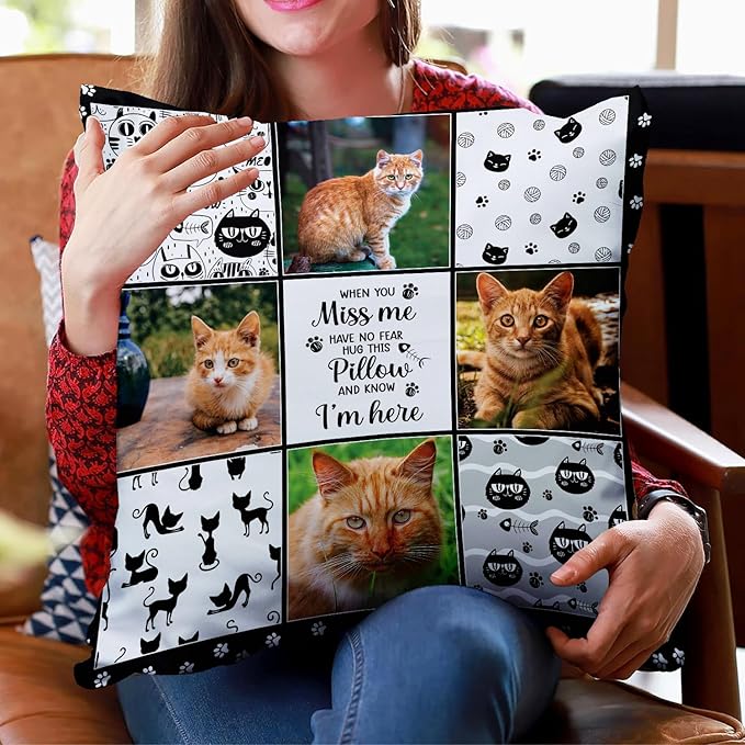 Custom Pet Memorial Throw Pillow (Insert Included), Pet Loss Sympathy Gift, Cat Memorial Gifts for Loss of Cat, Cat Remembrance Gifts, Pet Remembrance Gifts, Loss of Cat Sympathy Gift
