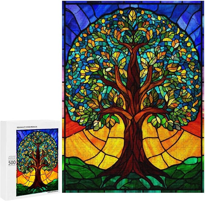 Jigsaw Puzzles for Adults 500 Piece - Colorful Tree Themed Wooden Puzzles，Funny Puzzles，Stress Relief Games，Puzzle Games Challenge Puzzles，Educational Games