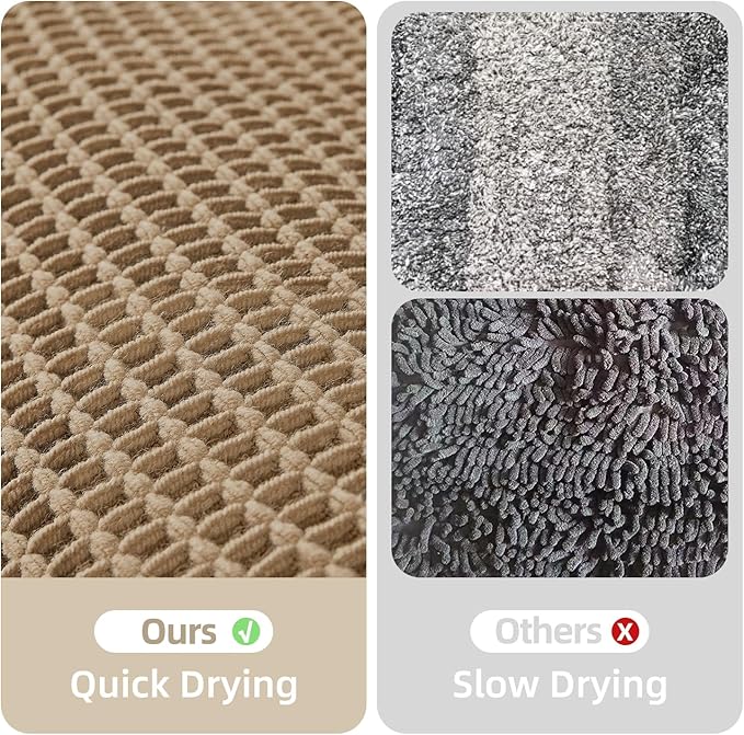 Waffle Bath Mat, Boho Bathroom Rugs Non Slip Washable Super Absorbent Quick Dry Farmhouse Bathroom Decor, 30"x20" Khaki