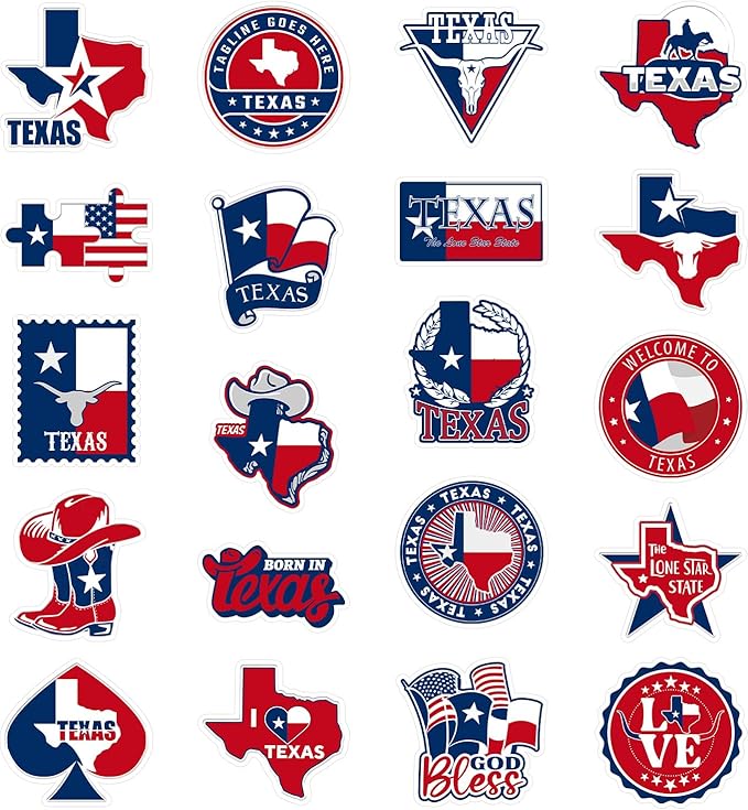 Texas Fridge Magnet Stickers - 20 Pcs Texas Refrigerator Magnet USA Flag USA State Travel Souvenirs Gifts Refrigerator Stickers for Home Kitchen Office Cruise Door Decor