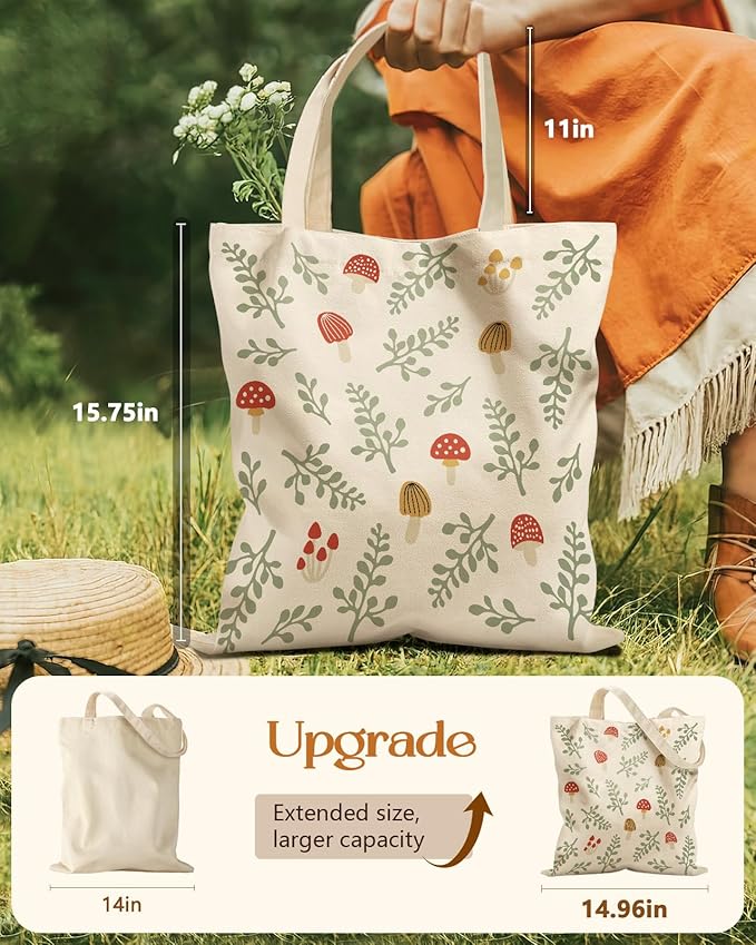 Miss Adola Aesthetic Tote Bag for Girls - with Magnetic Buckle and Zipper Inner Pocket for Women Lady Canvas Cotton Tote Bag