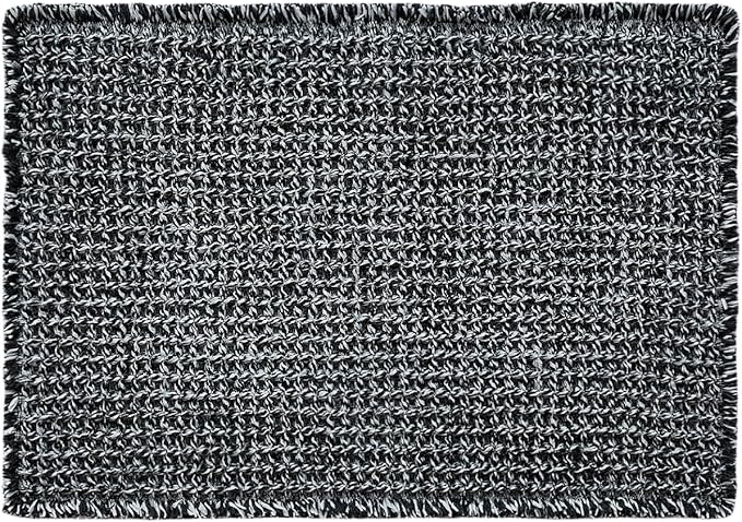 Black and White Bathroom Rugs, Waffle Bath Mat Non Slip Washable Super Absorbent Quick Dry Boho Farmhouse Bathroom Decor, 36"x24" Black and White