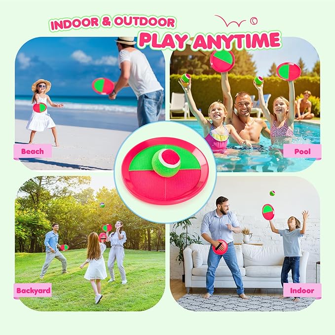 Toss and Catch Ball Set Upgraded - Kids Toys Stocking Stuffers for Family Games - Water-Resistant Great for Beach Pool Yard - Christmas Toys Gift for Boys Girls Teens 3 4 5 6 7 8 9 10 11 12+ Years