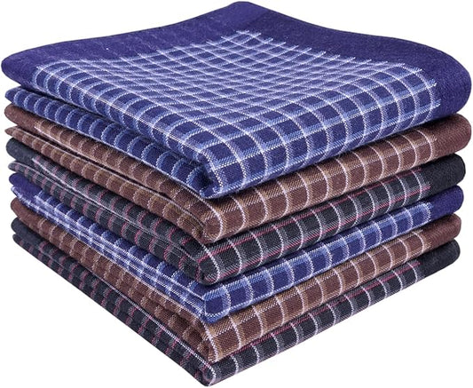 Zenssia Pure Cotton Men's Soft Handkerchiefs Assorted Color Pack of 6 Gift Set