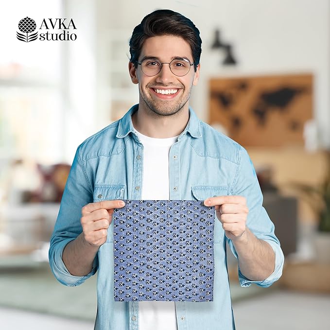 AVKA Studio Men's Handkerchiefs – 100% Cotton, 16x16 Soft Handcrafted Hankies for Men – Sweat Absorbing, Machine Washable, Thin & Lightweight - pack of 6