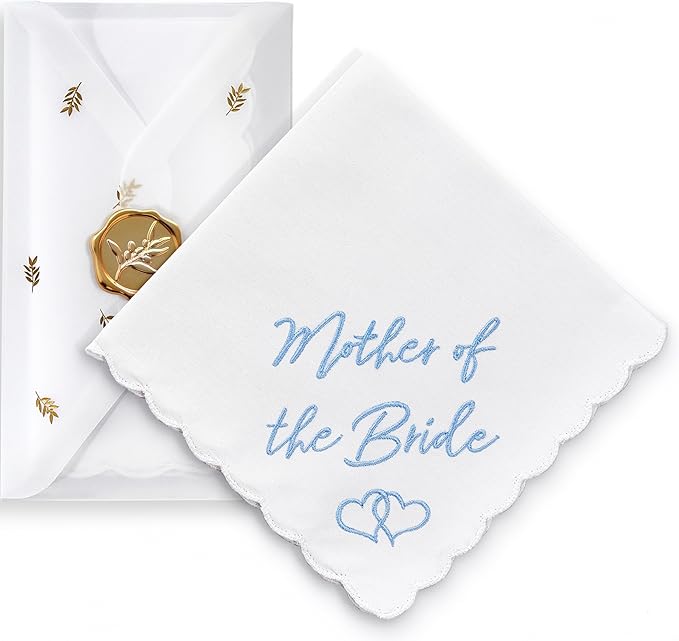 W&F GIFT Handkerchief - 12" x 12" - Something Blue for Bride on Wedding Day - Fun Gift