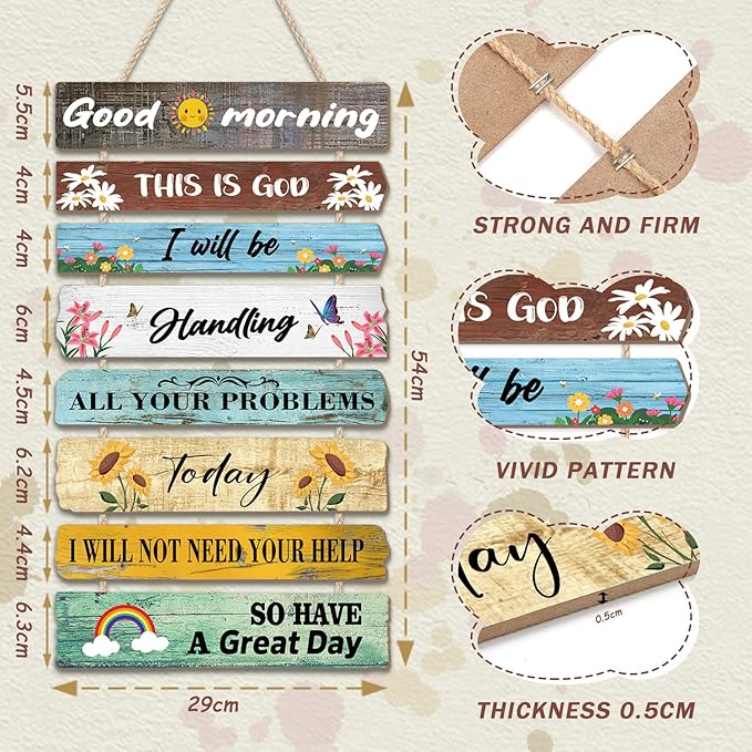 CHDITB Good Morning Inspirational Hanging Sign Plaque Farmhouse Wood Sign for Bedroom Motivational Scripture This is God Wooden Hanging Sign Art Wall Home Decoration God Christian Saying Wall Plaque