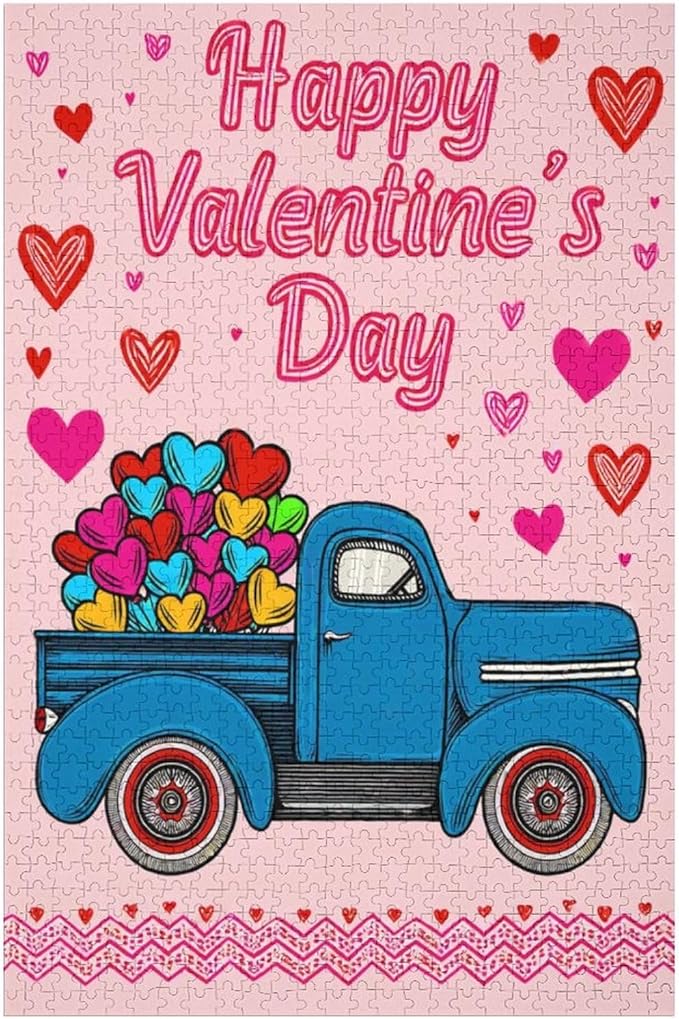 Wooden Puzzle - Happy Valentine's Day Jigsaw Puzzles，Wooden Puzzles for Adults 1000 Pieces Challenge Puzzles，Educational Games，Family Puzzles，Unique Gifts for Wall Art