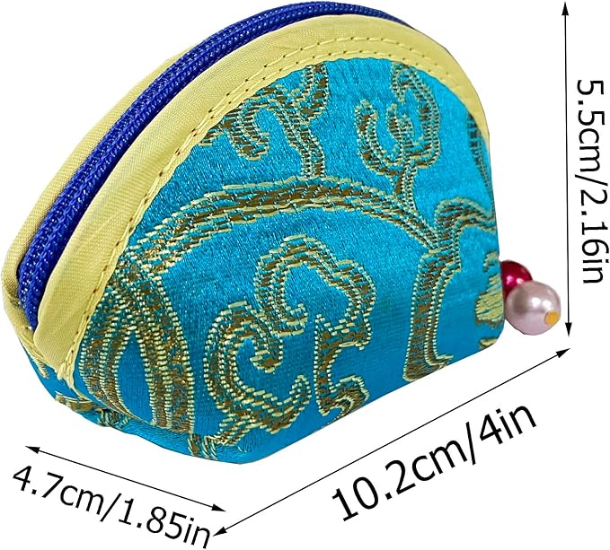 MIAO JIN 10Pcs Silk Coin Purse Zipper Purse Embroidery Sugar Jewelry Bag Lipstick Container Coin Wallet Gift Bag