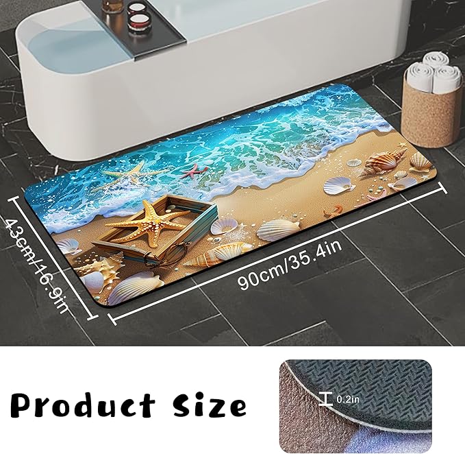 Bathroom Rugs Non Slip Quick Dry Bath mat Rubber Bathroom mat, Super Absorbent Bath mat, Washable Bathroom mat Bath Rugs, Shower Mat Bath Mats for Bath Floor, 16.9x35.4in, Coralline