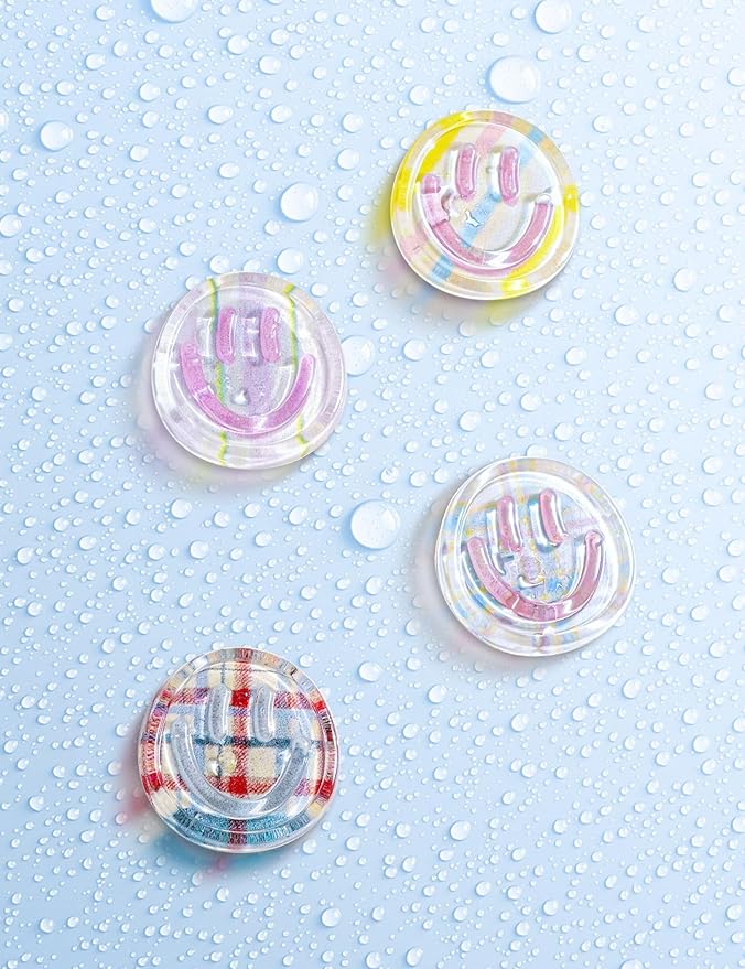 Mymazn Fridge Magnets Cute Refrigerator Magnets, 12Pcs Colorful Magnets for Whiteboard Cabinet Locker, Resin Smile Face Decorative Magnets for Classroom Kitchen Office