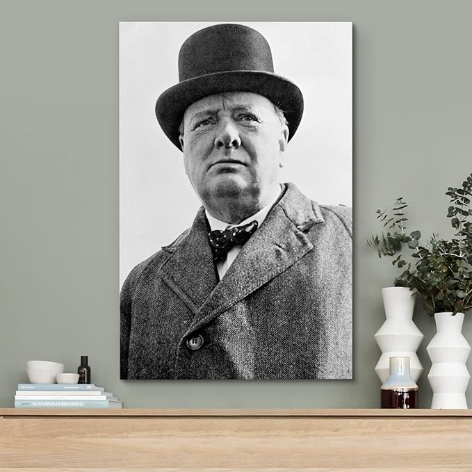 wall26 Canvas Print Wall Art Portrait Winston Churchill People Pop Culture Historical Realism Famous Closeup Colorful Multicolor Classical for Living Room, Bedroom, Office - 24"x36"