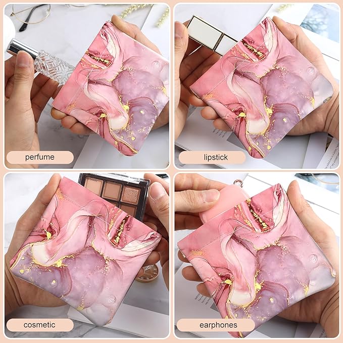 2Pcs PU Leather Small Squeeze Coin Purse Pouch Mini coin Bag Unique And Cute Wallet Cosmetic Bags Change Bag For Women Girls Men Marble Texture Pattern