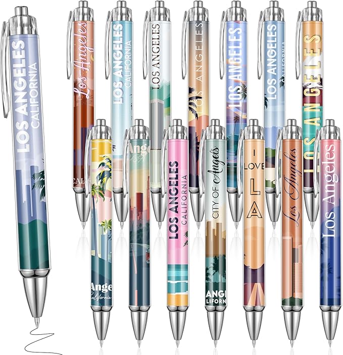 15 Pcs Los Angeles Travel Ballpoint Pens Los Angeles Souvenirs Gifts American Travel Pen Bulk Retractable USA Souvenirs for Office Supplies Traveler Gifts