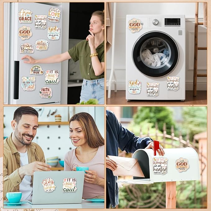 Bible Verse Fridge Magnet - 12 Pcs Christian Inspirational Quotes Locker Magnets Motivational Refrigerator Magnetic Religious Scripture Magnetic Stickers for Home Office Kitchen Decor
