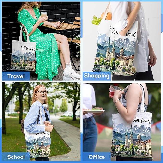 Europe Travel Souvenirs Gifts Tote Bags Reusable Grocery Bags London Paris Switzerland Gifts for Women