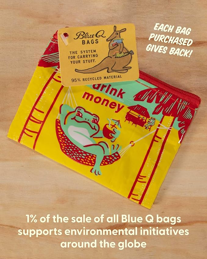 Blue Q Coin Purse – Cute Coin Pouch for Men and Women, Small Wallet Keychain Organizer, Zipper Bag for Coins, Gift Cards & Earbuds, Mini Card Holder, Compact Zip Wallet, 3"h x 4"w
