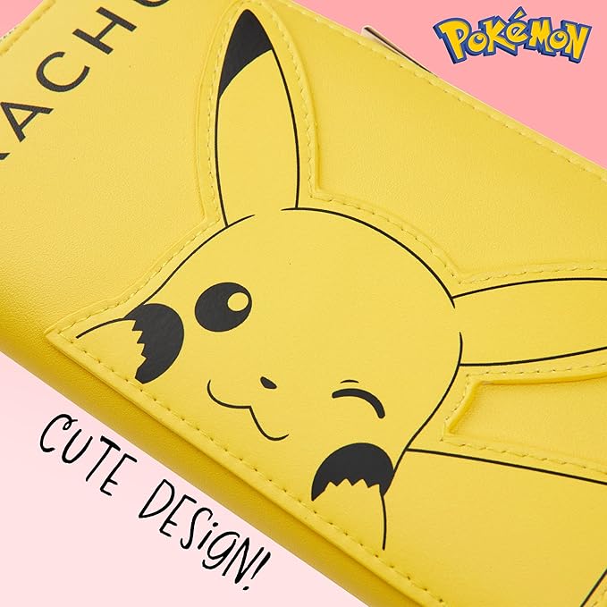Pokemon Purses for Women Teenagers Girls - Large Ladies Purse with Card Slots Zipped Coin Pouch Travel - Gifts for Her