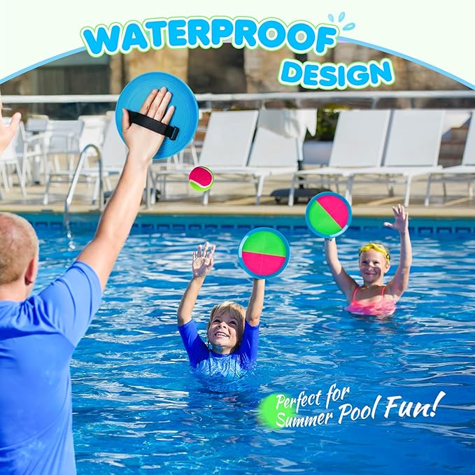 Toss and Catch Ball Set Upgraded - Kids Toys Stocking Stuffers for Family Games - Water-Resistant Great for Beach Pool Yard - Christmas Toys Gift for Boys Girls Teens 3 4 5 6 7 8 9 10 11 12+ Years