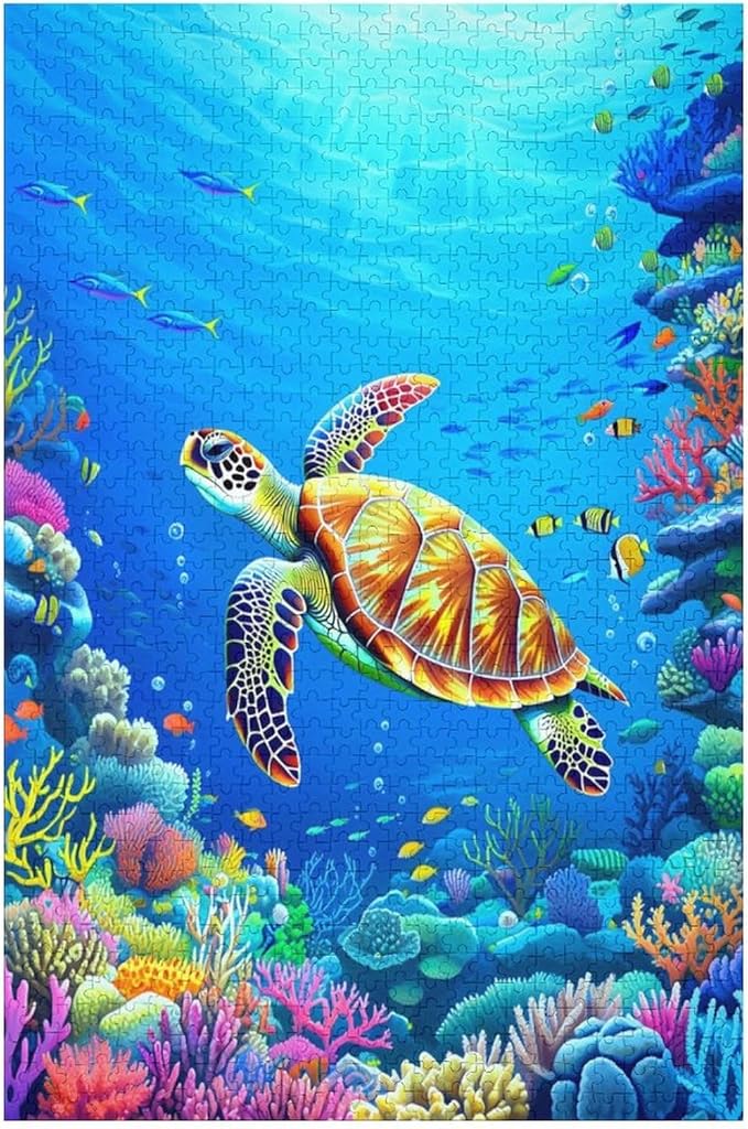 Jigsaw Puzzles for Adults 1000 Piece - Sea Turtle Wooden Puzzle，Puzzle Games， Stress Relief Games，Funny Puzzles，Unique Gifts for Wall Art ，Family Puzzles，Educational Games