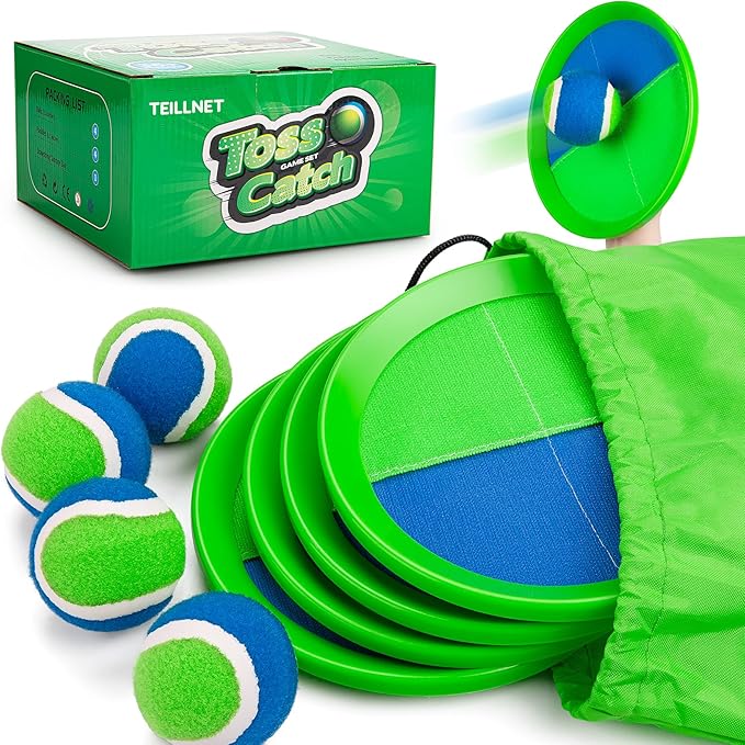 Toss and Catch Ball Set Upgraded - Family Games Kids Toys for Stocking Stuffers - Water-Resistant Great for Beach Pool Yard - Christmas Toys Gift for Boys Girls Teens 3 4 5 6 7 8 9 10 11 12+ Years