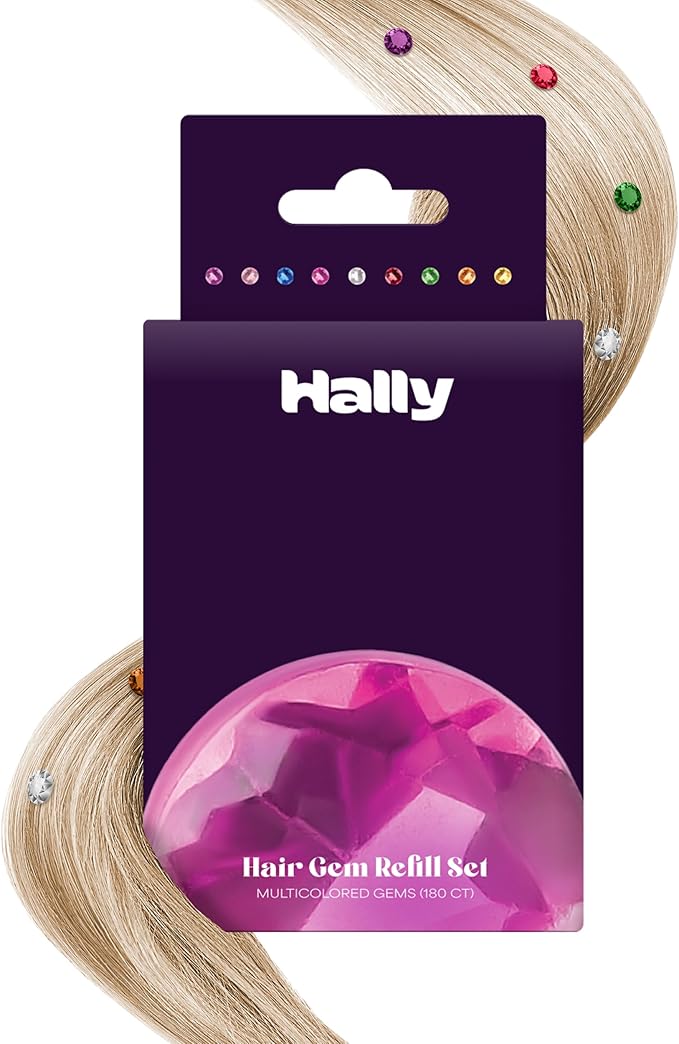 Hally Hair Gems Pen Refill Set - Includes 180 Multicolored Adhesive Gem Stickers Hair Jewels - Stylish Hair Accessories for School, Halloween, Festivals, Wedding, Parties & More