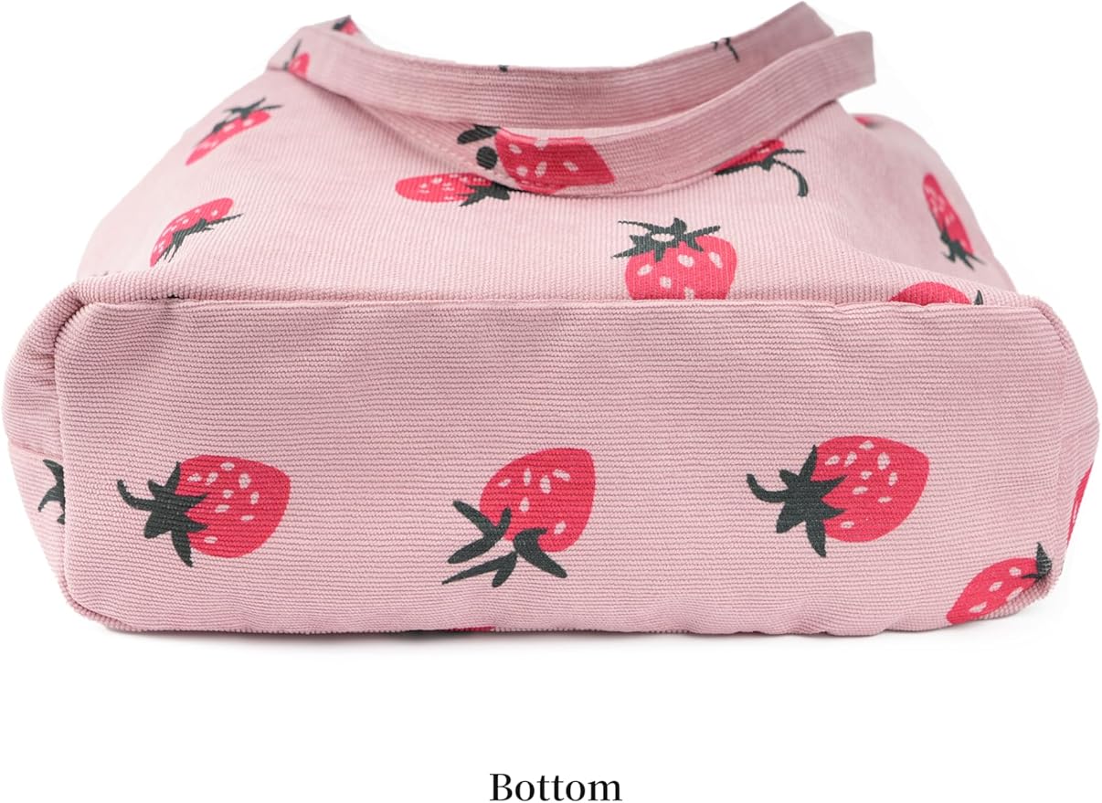 Corduroy Tote Bag Cute Tote Bags for Women Shoulder Bag with Inner Pocket for Work Beach Travel and Shopping Grocery