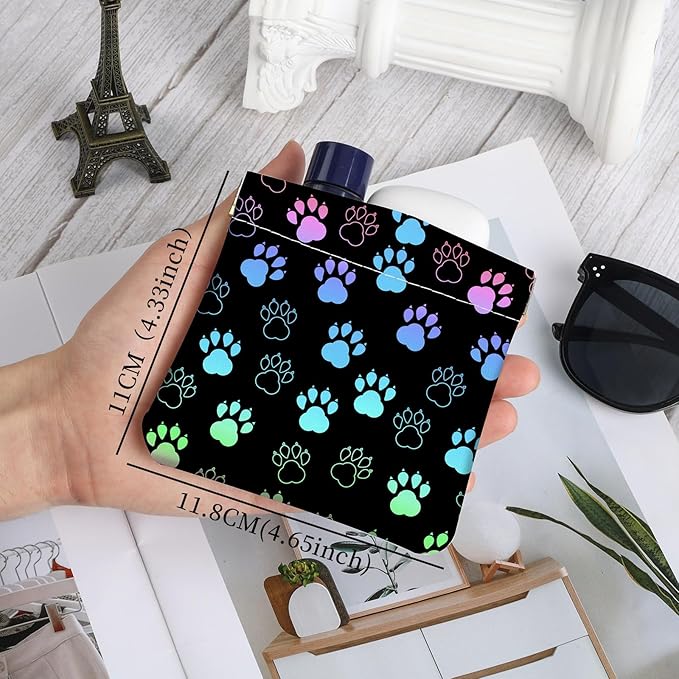 2Pcs PU Leather Small Squeeze Coin Purse Pouch Mini coin Bag Unique And Cute Wallet Cosmetic Bags Change Bag For Women Girls Men Dog Paw Pattern