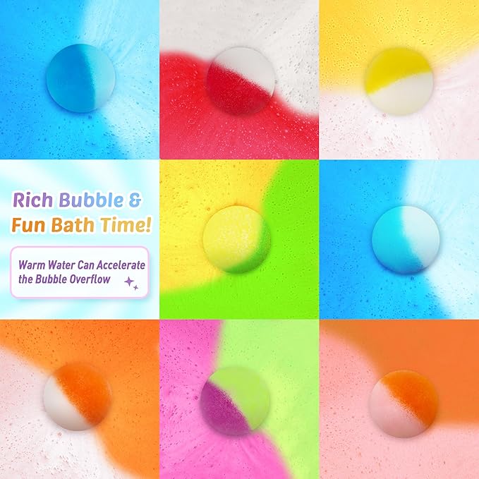 Bath Bombs for Kids, 12 Pcs Bath Bombs with Glow in The Dark Ocean Surprise Inside, Handmade Organic Bubble Bath Ball Gift Set for Boys and Girls, Gift for Birthday Christmas Easter