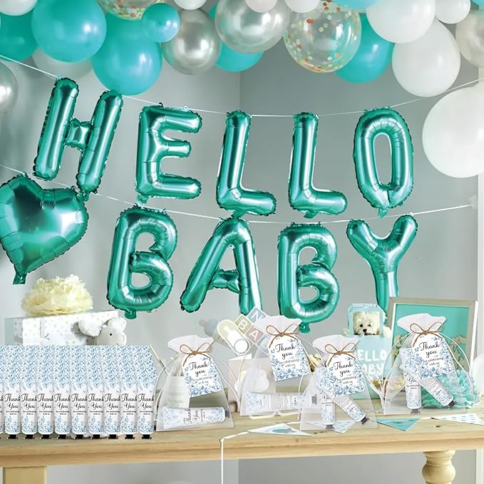 50 Sets Blue Flower Baby Shower Hand Cream Set, Hand Cream Favors for Guests Bridal Wedding Baby Shower Gift Bulk Travel Size Valentine's Gifts with Thank You Card & Organza Bags(blue flower)