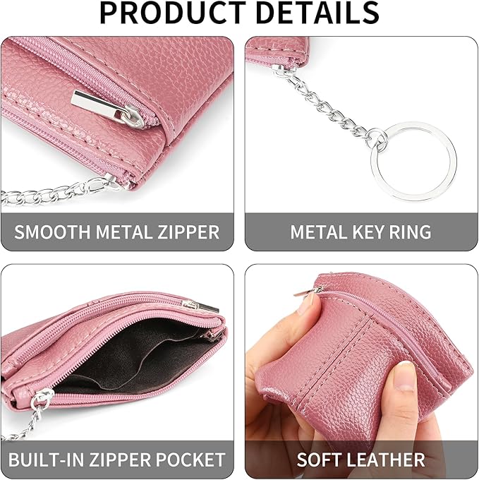 SENDEFN Leather Coin Purse for Women Small KeyChain Change Pouch Credit Card Holder
