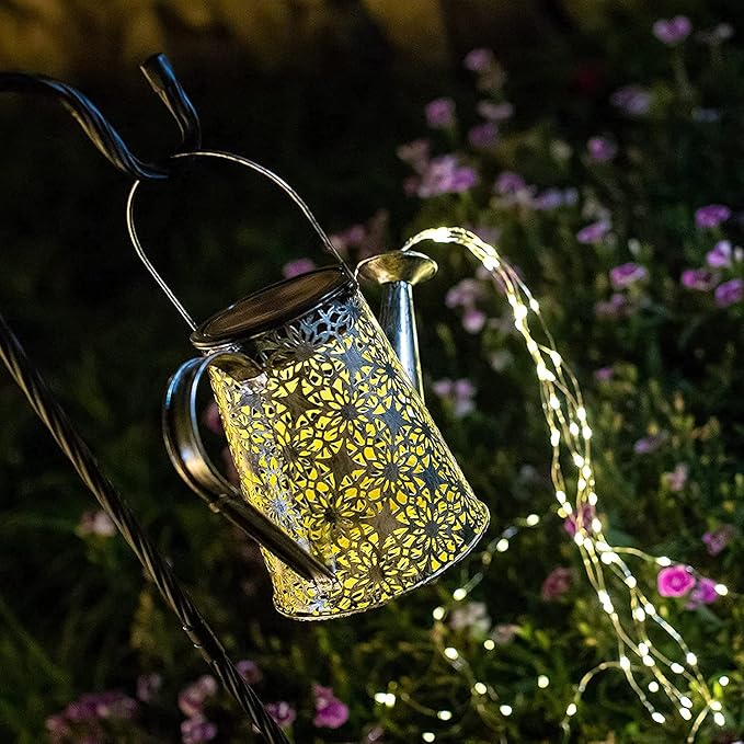 VOOKRY Solar Watering Can Lights, 2 Pack Retro Large Hanging Solar Lights Outdoor Decorative Waterproof Garden Decor for Outside Patio Yard Porch Lawn, Gardening Gifts for Mom Women Grandma Birthday