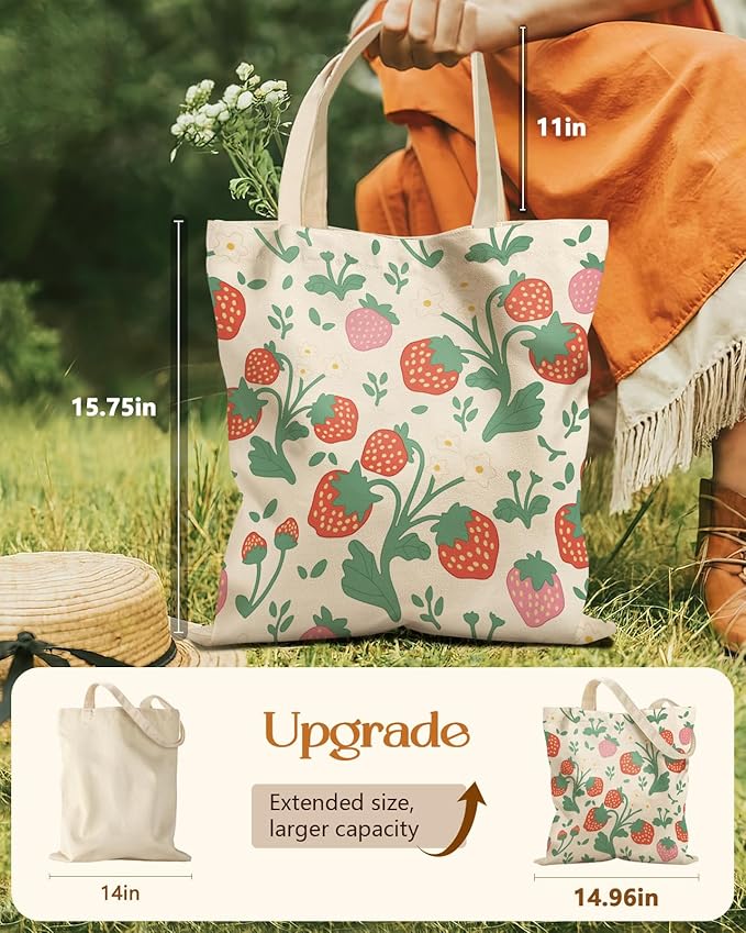 Miss Adola Aesthetic Tote Bag for Girls - with Magnetic Buckle and Zipper Inner Pocket for Women Lady Canvas Cotton Tote Bag