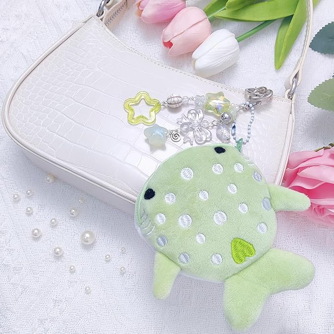 Cute Keychain Whale Shark Coin Purse Keychain Cute Plush Zipper Change Pouch, Kawaii Handmade Wallet for Women