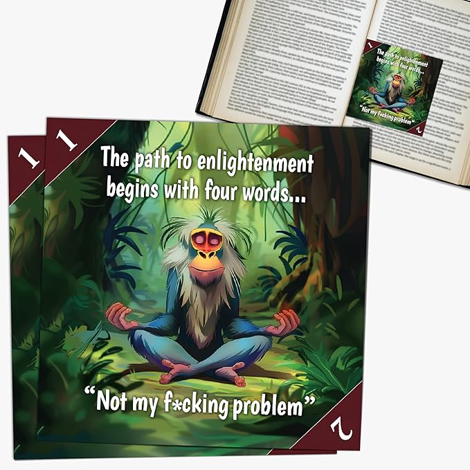 Bookmarks – Set of 2 | Path to Enlightenment | Funny Adult Line-Marking Bookmark for Readers | Meditation Gift for Book Lovers with a Sharp Sense of Humor | Patented, Made in USA