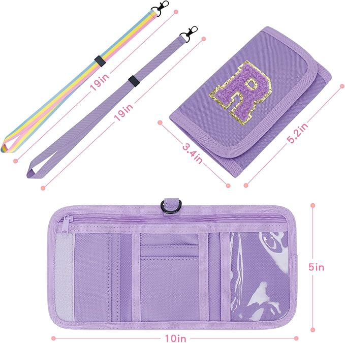 Gifts for Girls 3 4 5 6 7 8 9 10 11 12 Years Old Kids Wallet Cute Initial Coin Purse Toddler Wallet with Magic Sticker (Purple, R)