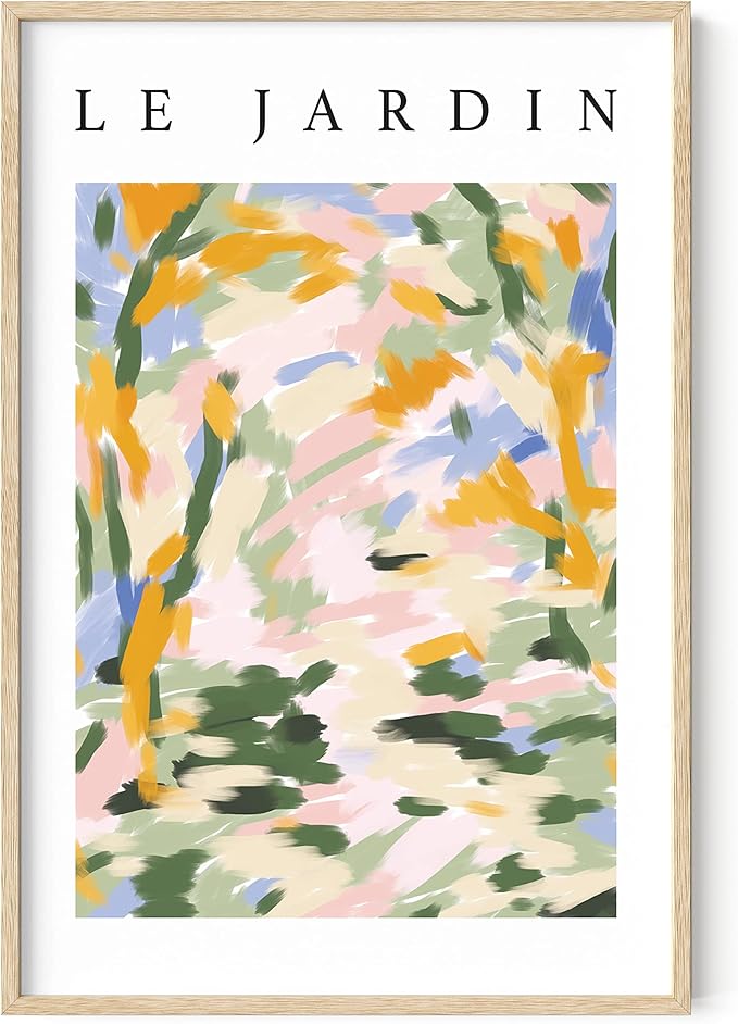 HAUS AND HUES Impressionist Art Posters, Danish Pastel Wall Decor, Artsy Aesthetic Room Prints, Art Exhibition Poster (Beige Frame, 24x36)