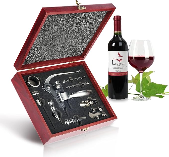9 PCS Corkscrew Wine Opener Set, Stainless Steel Cork Screw Rabbit Wine Bottle Opener Kit Including Foil Cutter, Pourer, Vacuum Wine Stopper Corkscrews etc, Luxury Wine Sets Gifts for Women & Men