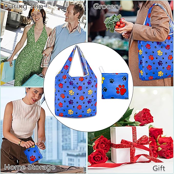 LOLOMLO 6 Pack Eco-Friendly Reusable Grocery Bags Lightweight Durable Washable Shopping Tote Foldable Outings Storage Pouch