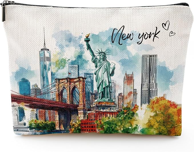 New York Gift Travel Souvenirs - New York Souvenir Travel Must Have NYC Essentials Makeup Bag Purse Gifts for Women Birthday Christmas