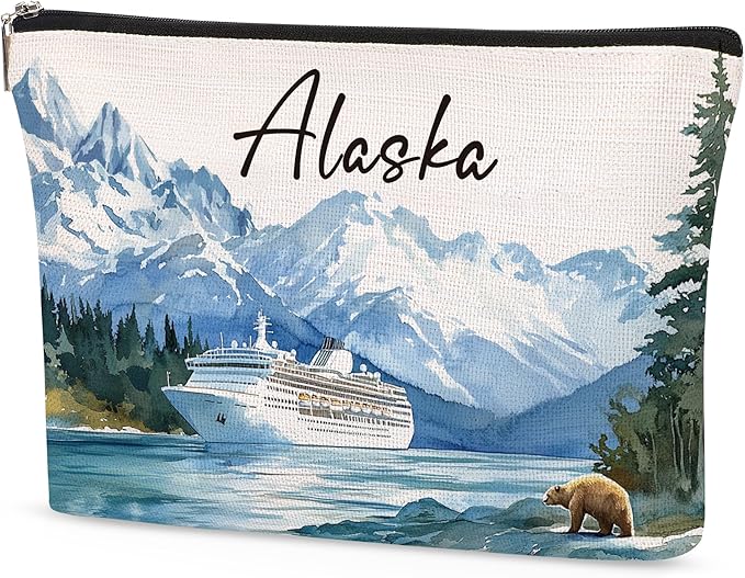 Alaska Makeup Bags for Women, Alaska Souvenirs Gifts, Cruise Essentials Cosmetic Bag City Trip Must Haves, Birthday Gifts for Him Teacher Colleagues Friends