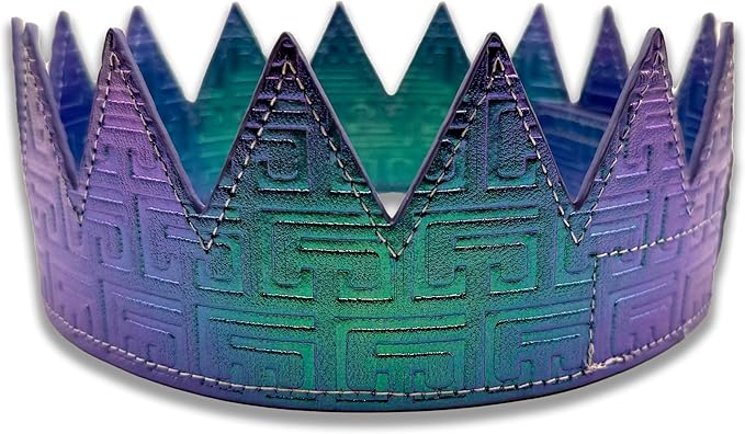 PandaTak Party Leather Crown For Men and Women - Comfortable Lightweight Adjustable Velcro Crown with Spikes