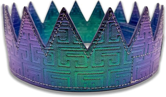 PandaTak Party Leather Crown For Men and Women - Comfortable Lightweight Adjustable Velcro Crown with Spikes