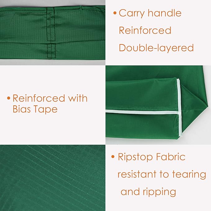 BeeGreen Christmas Green Reusable Grocery Bags Dark Green Reusable Kitchen Bags Bulk Foldable-Machine Washable with Zipper Storage Pouch 50 Packs